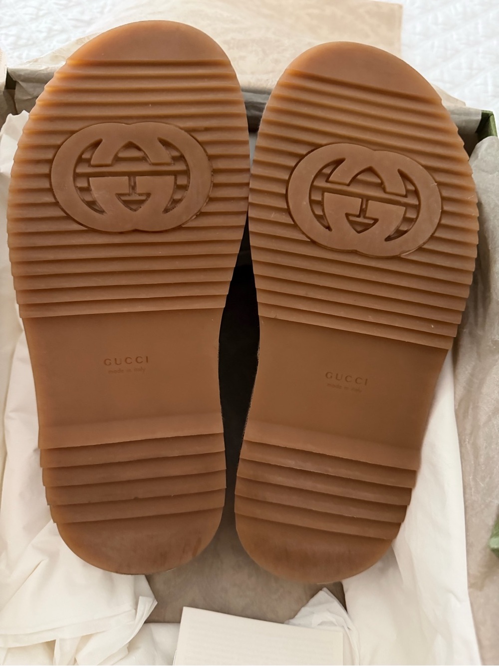 Gucci Brown Beige Logo Platform Slide Sandals - Picture 3 of 13